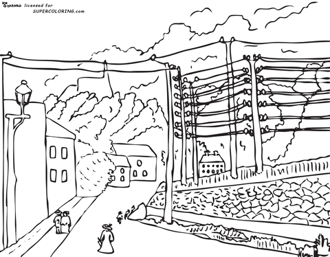 View Of Malakoff, Paris Region By Henri Rousseau  Coloring Page